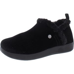 Alegria Womens Cozee Black Faux Fur Slip-on Casual Bootie Slippers Shoes .
